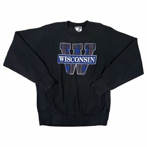 Vintage 90s Wisconsin Spell Out Logo Crewneck Sweatshirt - Lee Heavyweight - L
